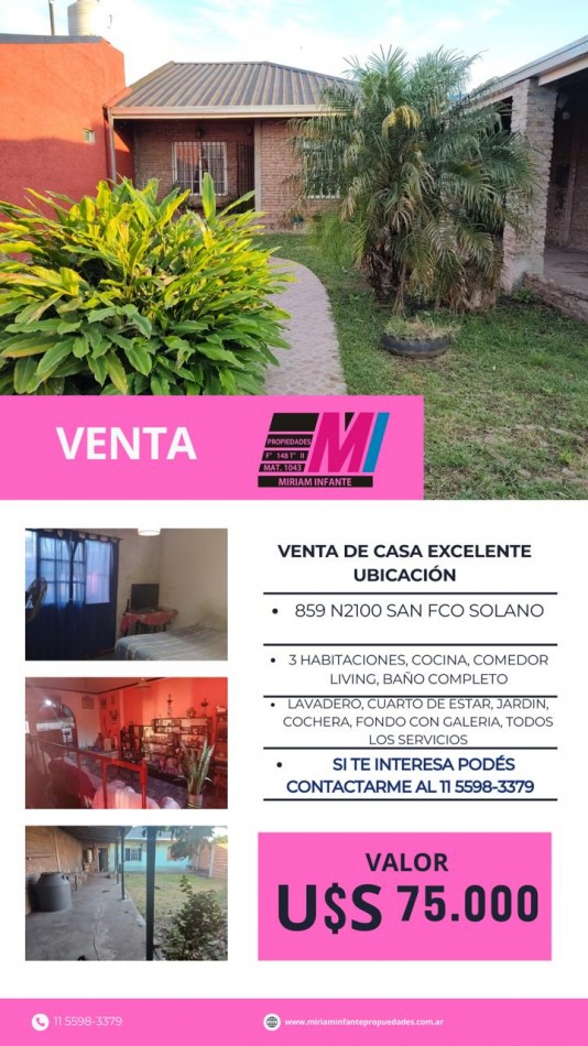 En venta casa San Fco Solano 