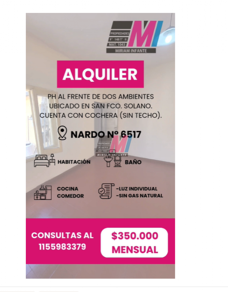 PH 2 ambientes en alquiler 