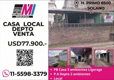Casa con local en venta en Solano