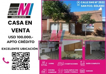 CASA 3 AMBIENTES EN VENTA